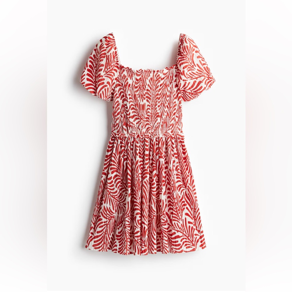 H&M Smocked-bodice Crinkled Dress